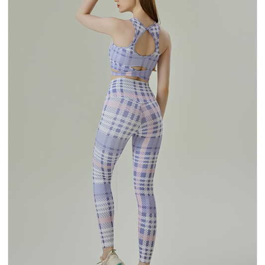 Purple check bra top 2401