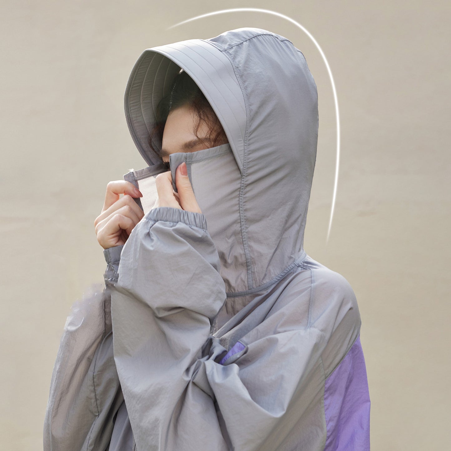 カラーブロックナイロンフーデットジャケット 3301