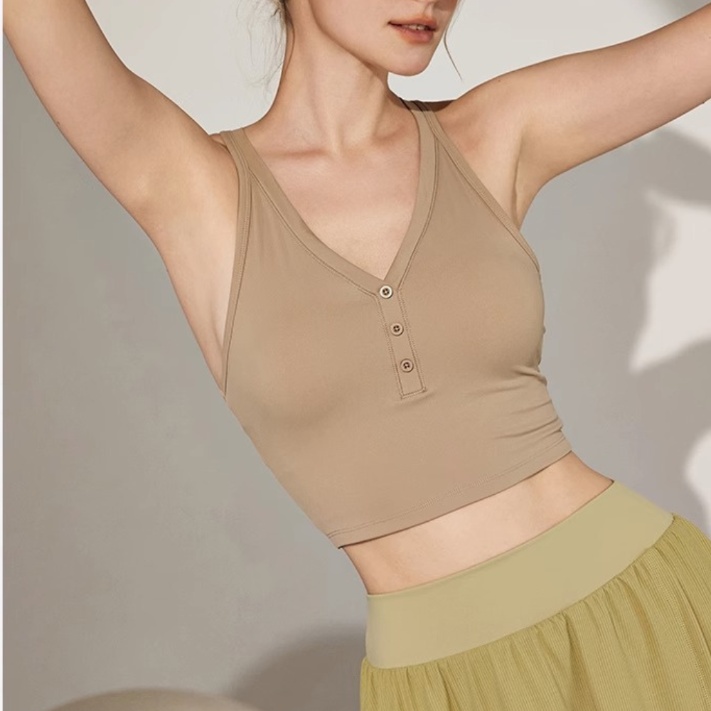 Cross Strap Henley Bra Tank 2623