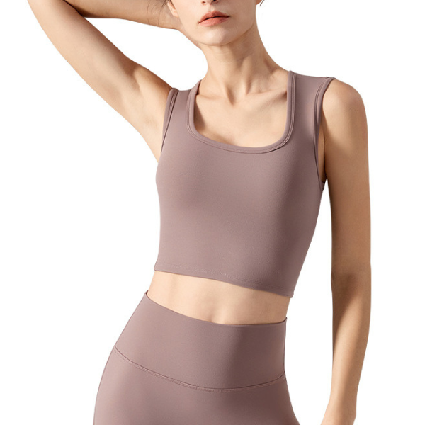 くすみスクエアネックヨガブラトップ 3357