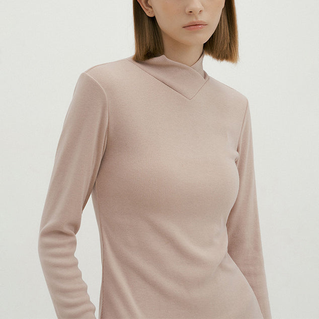 Natural color cross high neck yoga cut and sew 2947