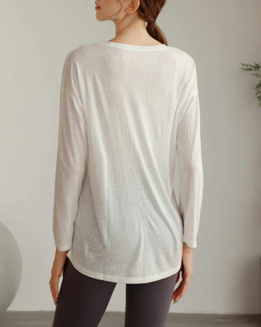 ハーフシアーサイドスリットヨガロングスリーブ 3820