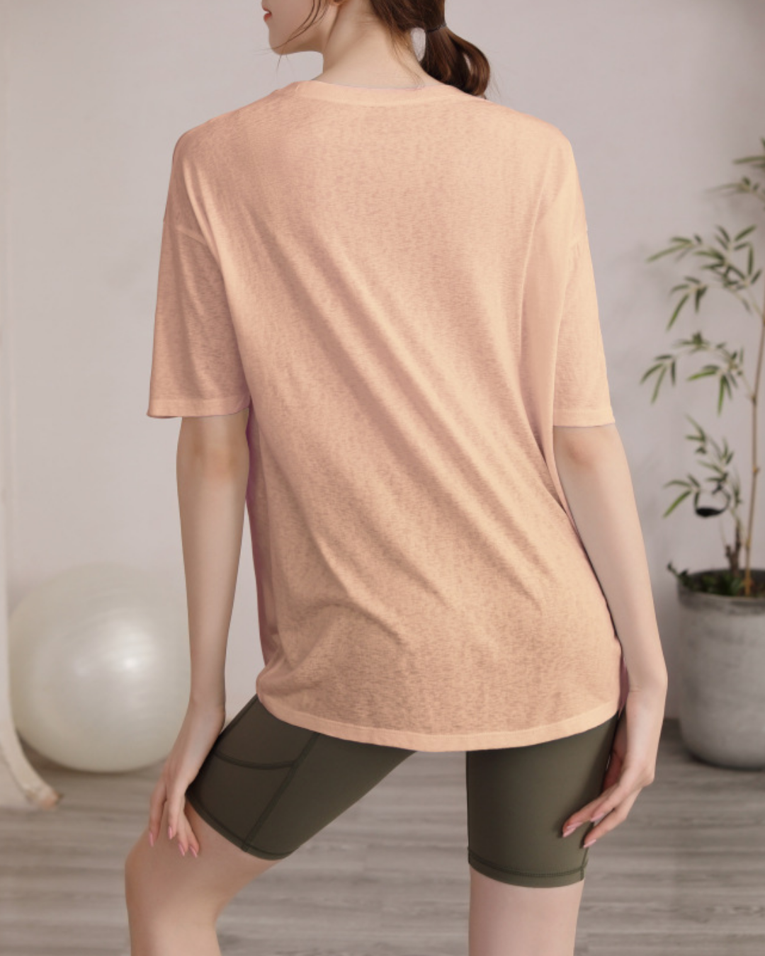 サイドスリットハーフスリーブヨガカットソー 3822