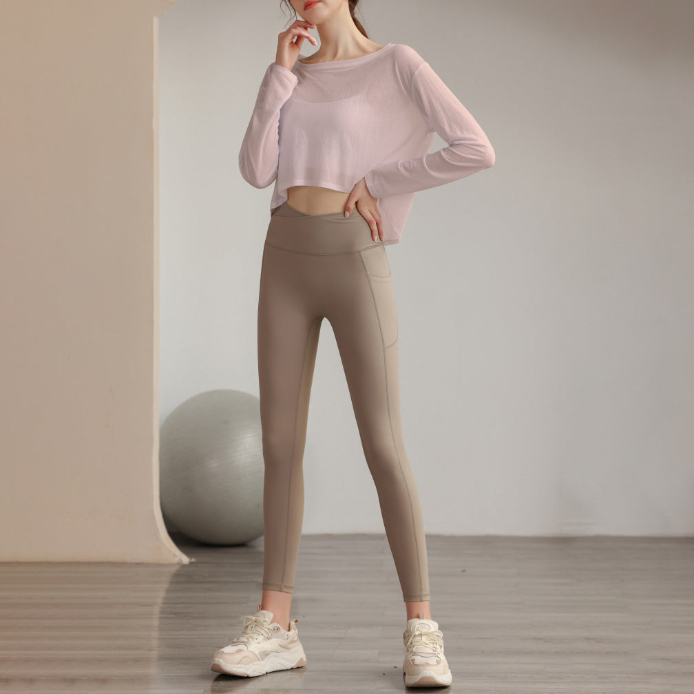 ボートネックシアーロングスリーブヘムトップス 2833