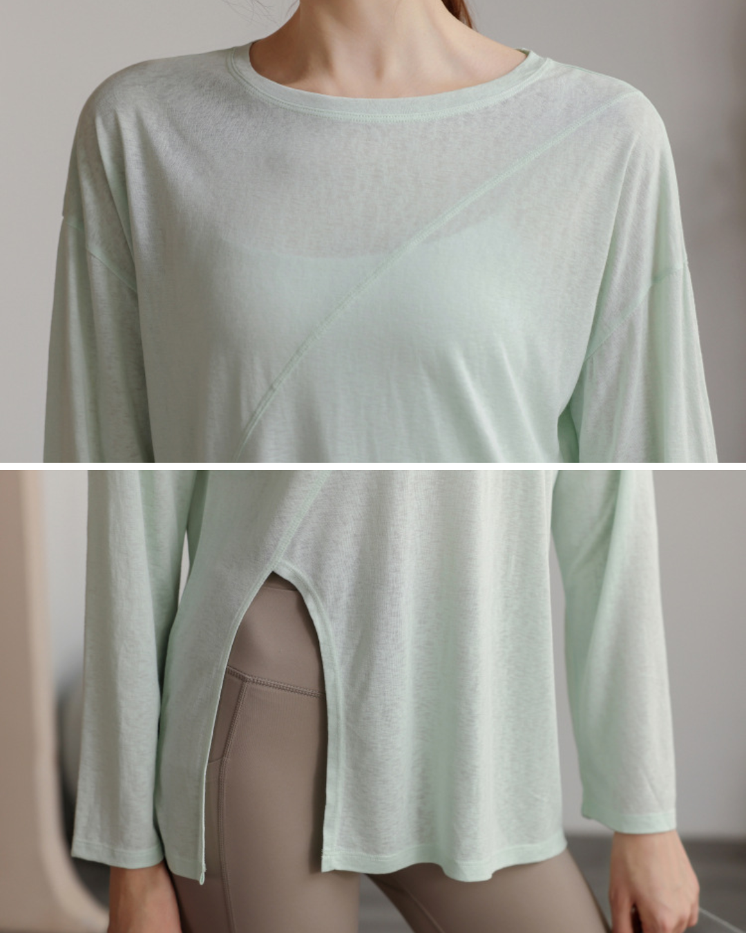 ハーフシアーサイドスリットヨガロングスリーブ 3820