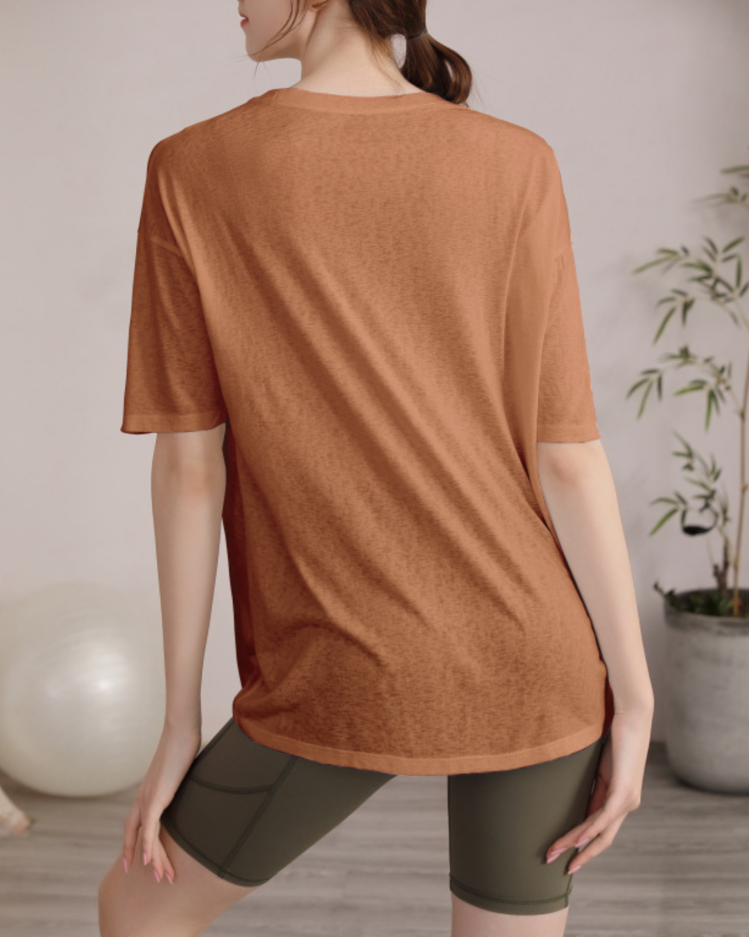 サイドスリットハーフスリーブヨガカットソー 3822