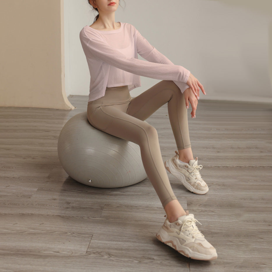 ボートネックシアーロングスリーブヘムトップス 2833