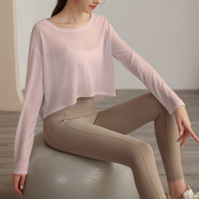 ボートネックシアーロングスリーブヘムトップス 2833