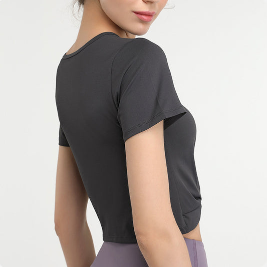 Pale color front cross yoga top 2928