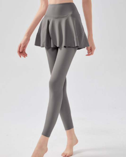 くすみフレアスカートヨガレギンス 3371