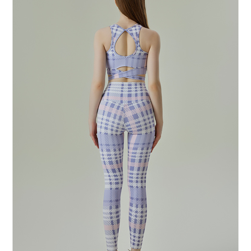 Purple check bra top 2401