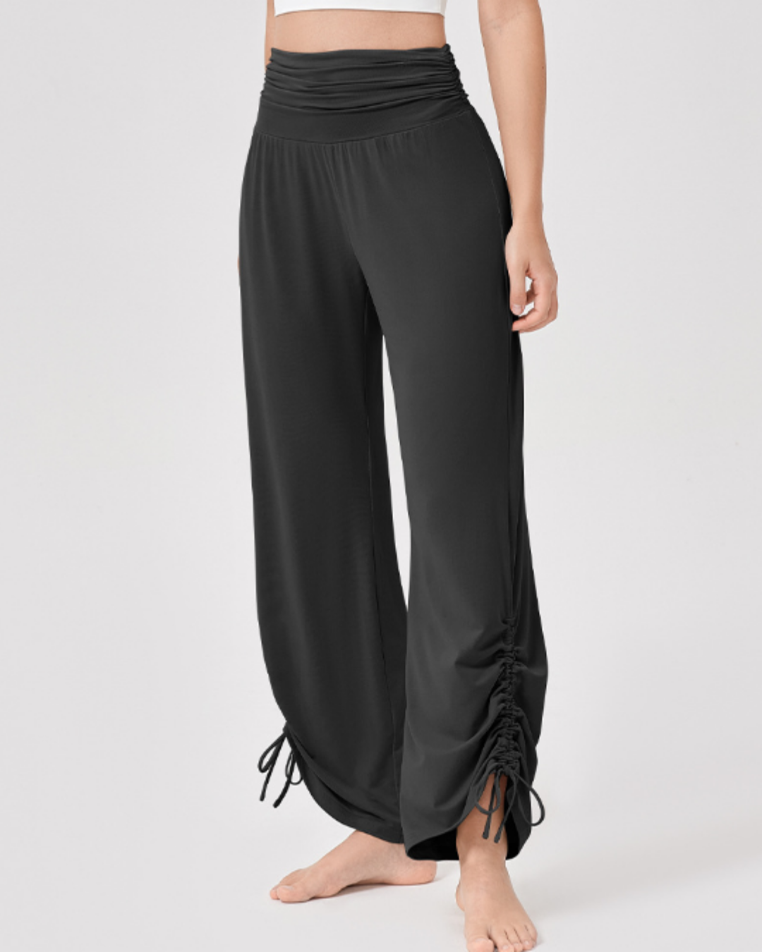 裾ドロストドレープワイドヨガパンツ 3732