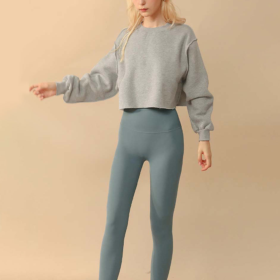Drop shoulder cropped stitch pullover 2896