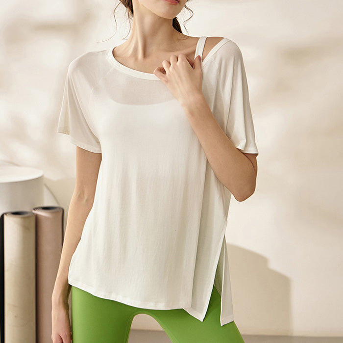 オフショルダーハーフシアーTシャツ 2590