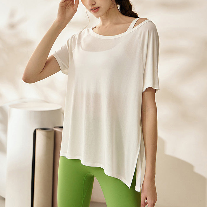 オフショルダーハーフシアーTシャツ 2590