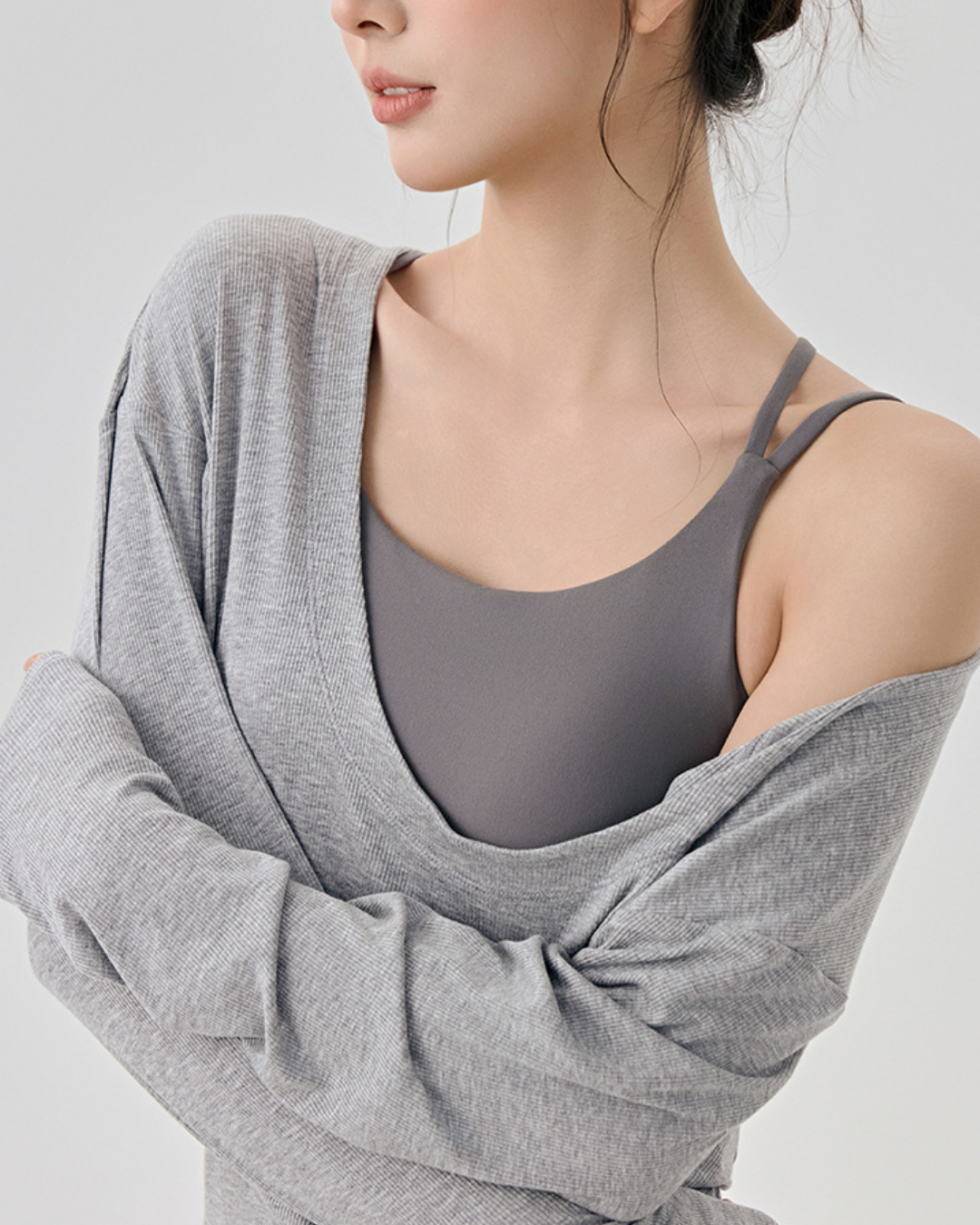 レアシュルUネックロングリブニット 3833