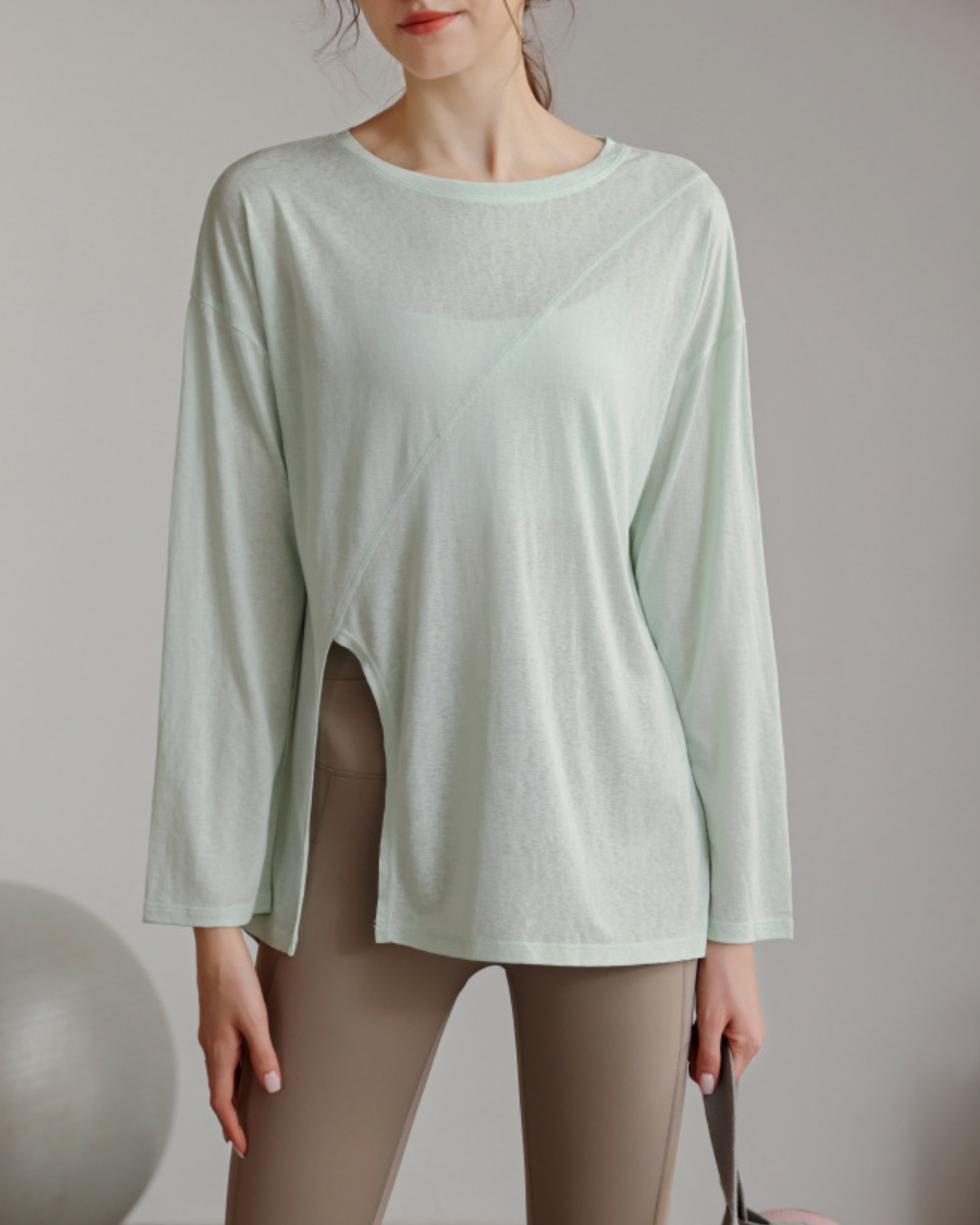 ハーフシアーサイドスリットヨガロングスリーブ 3820