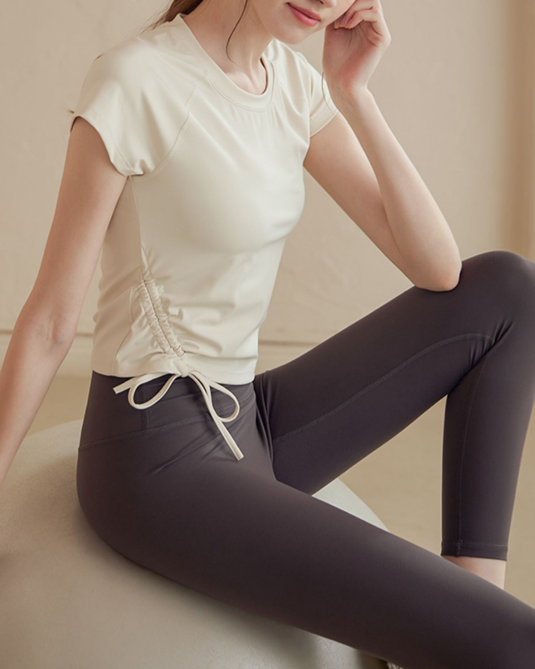 ファルファデサイドギャザーヨガカットソー 3639