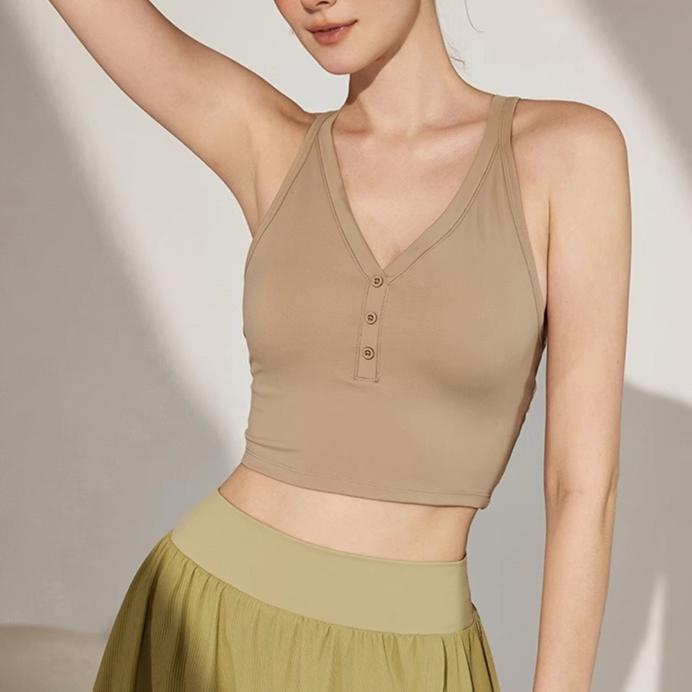 Cross Strap Henley Bra Tank 2623