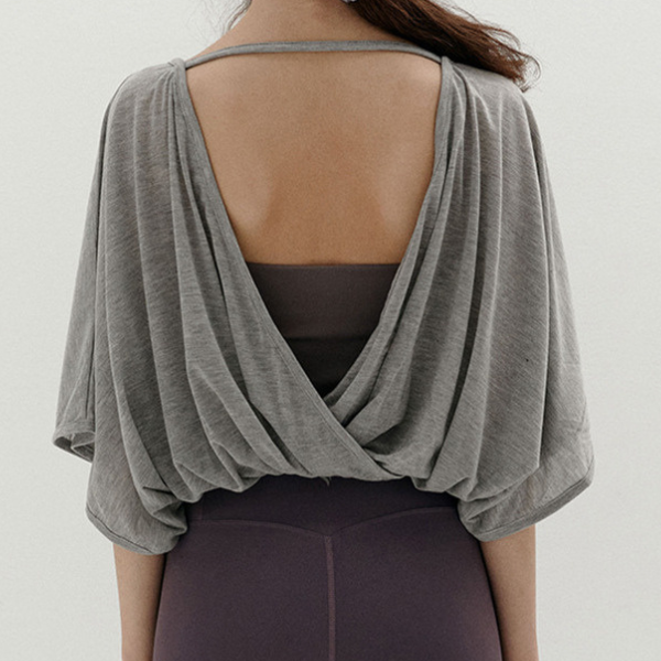 Ice silk half sheer yoga blouse 2551