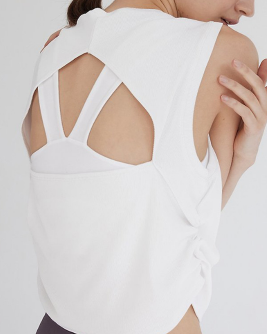 トリアングルリブ編みクロップドヨガトップ 3409