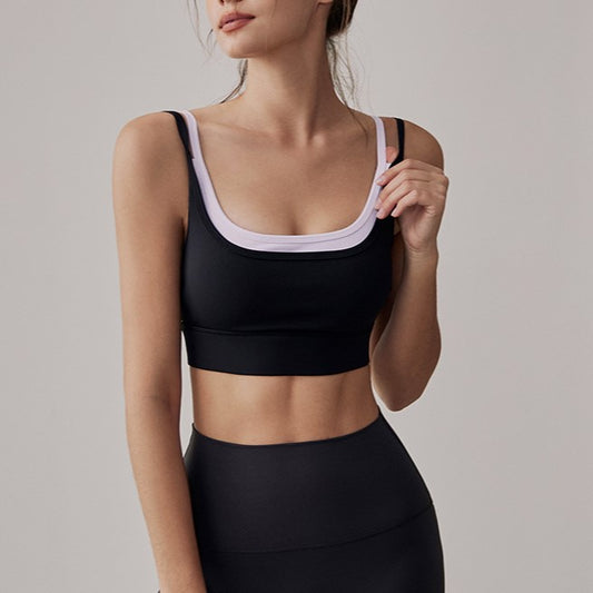 Contrast U-neck yoga bra top 2558