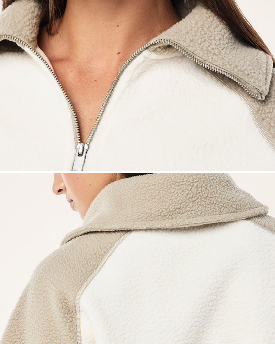 バイカラーボアクロップドハーフジップジャケット 3939