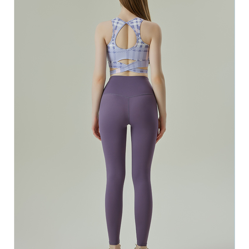Purple check bra top 2401