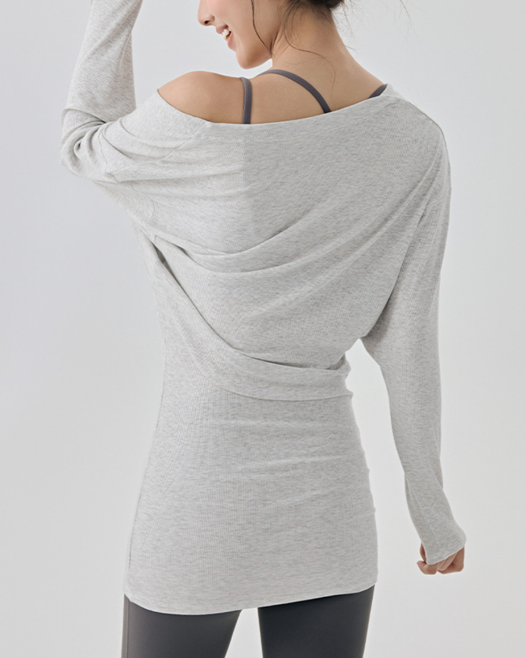 レアシュルUネックロングリブニット 3833