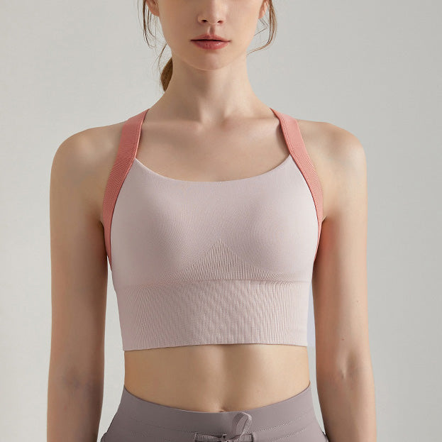 Bicolor back cross yoga tank 2828