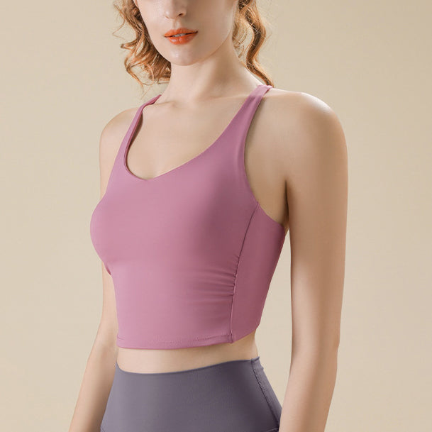 Epanui back pleated yoga bra top 3157