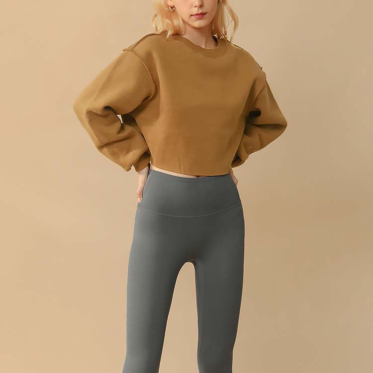 Drop shoulder cropped stitch pullover 2896