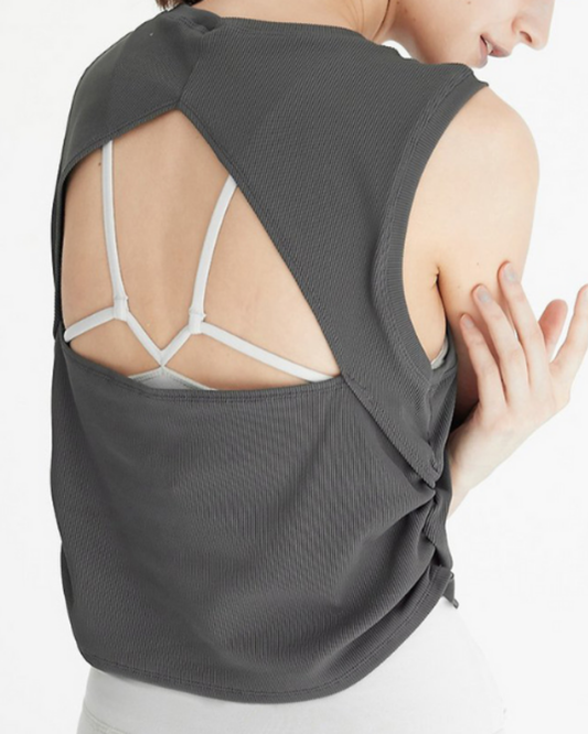 トリアングルリブ編みクロップドヨガトップ 3409