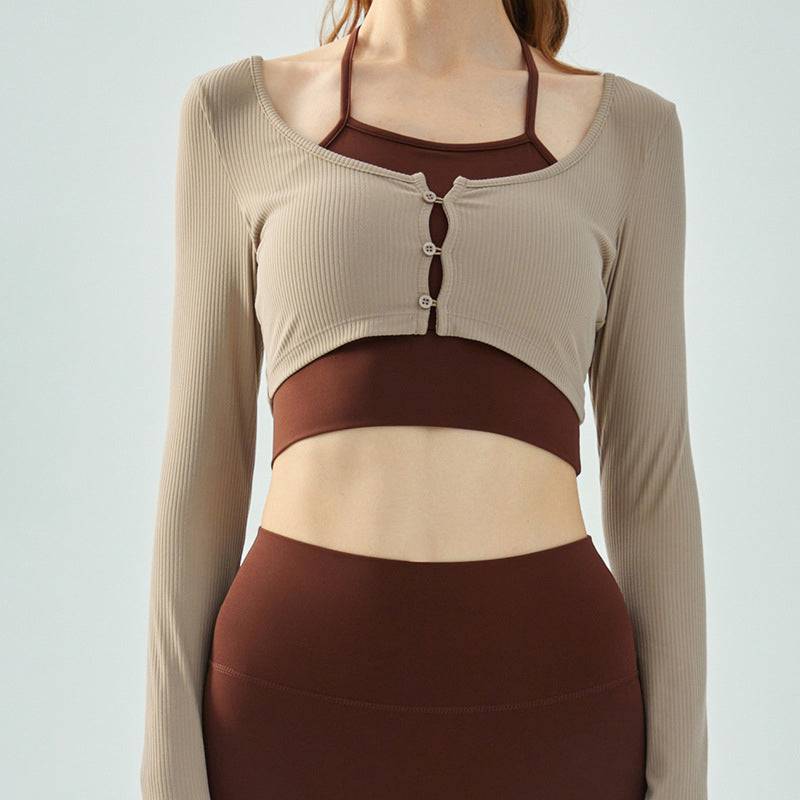 Ribbed cardigan layered top 2983