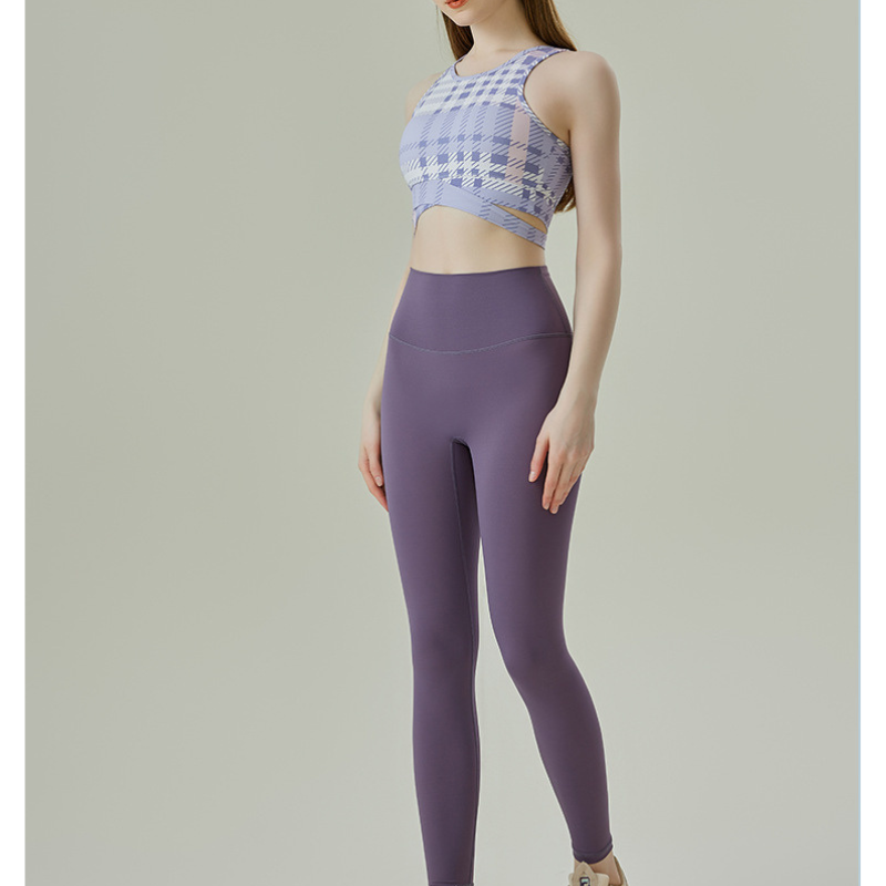Purple check bra top 2401