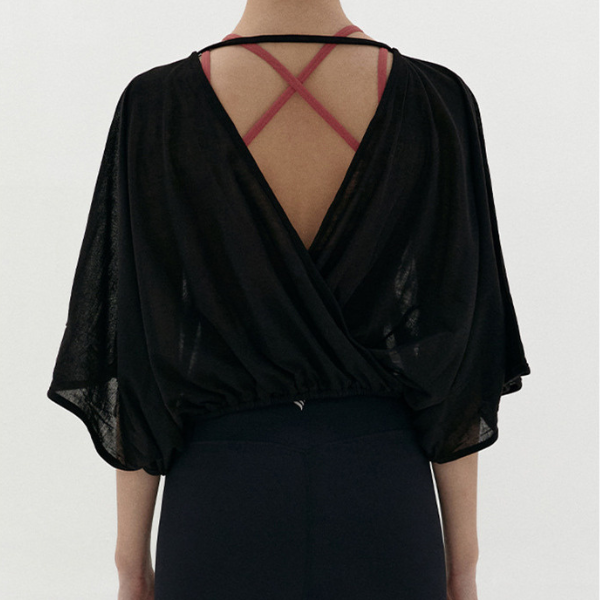Ice silk half sheer yoga blouse 2551