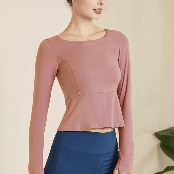 くすみカラーサムホールペプラムトップ 2935