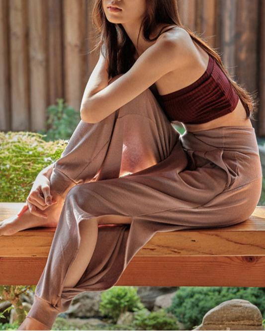 Stacked waist side slit yoga pants 2472