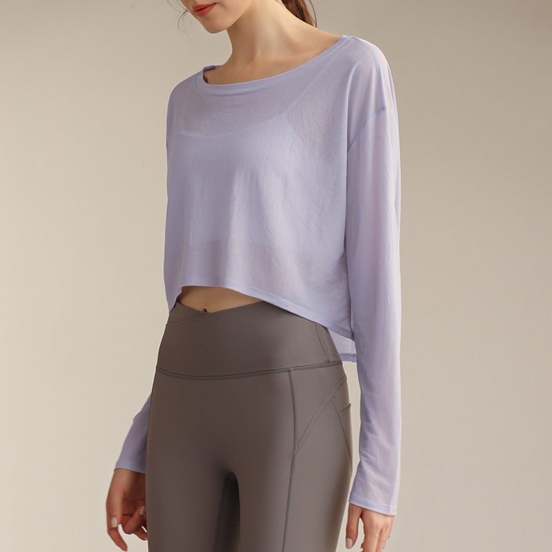 ボートネックシアーロングスリーブヘムトップス 2833