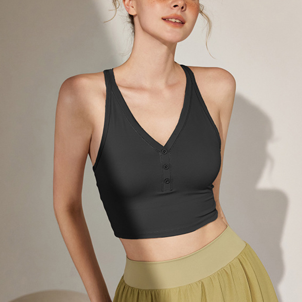 Cross Strap Henley Bra Tank 2623