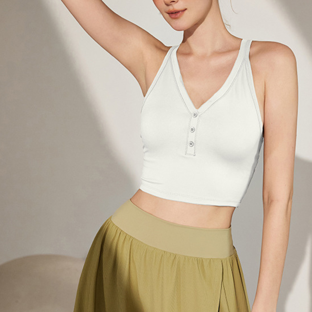 Cross Strap Henley Bra Tank 2623