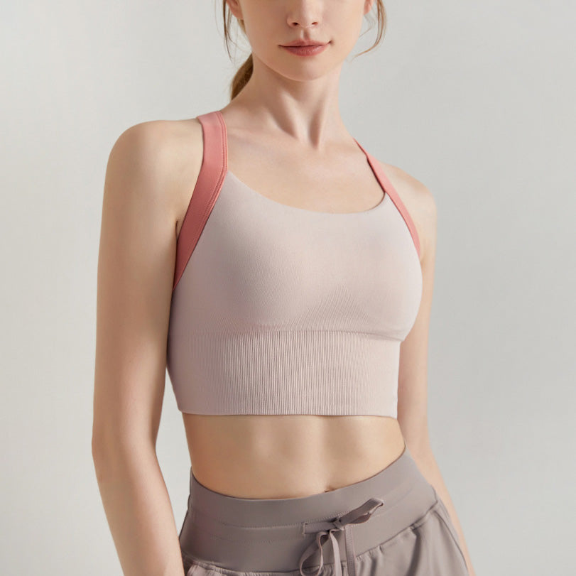 Bicolor back cross yoga tank 2828