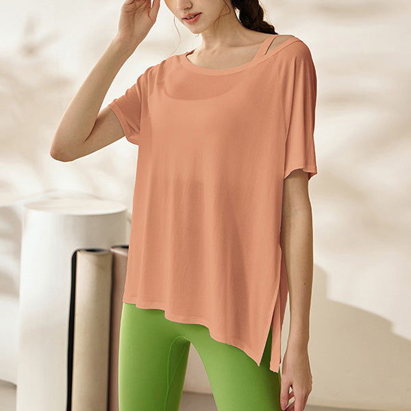 オフショルダーハーフシアーTシャツ 2590