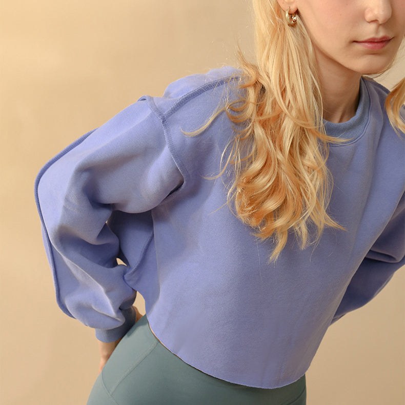 Drop shoulder cropped stitch pullover 2896