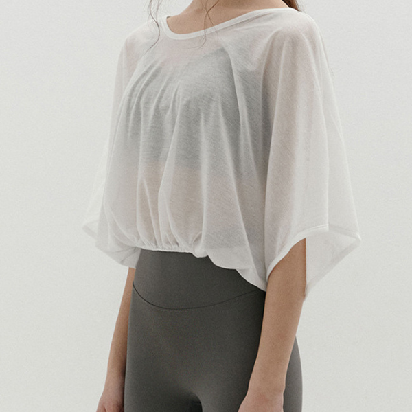 Ice silk half sheer yoga blouse 2551