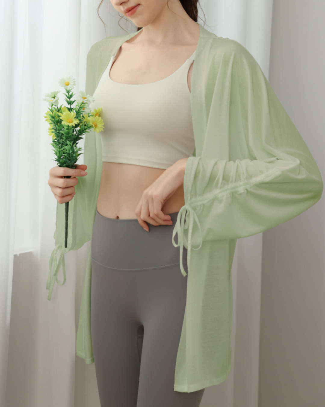 ベルギャザースリーブカーディガン 3849