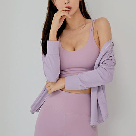 Dull color back cross yoga bra top 2414