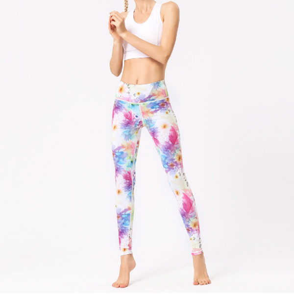 Water Color Sketch Yoga Leggings Bright 2109