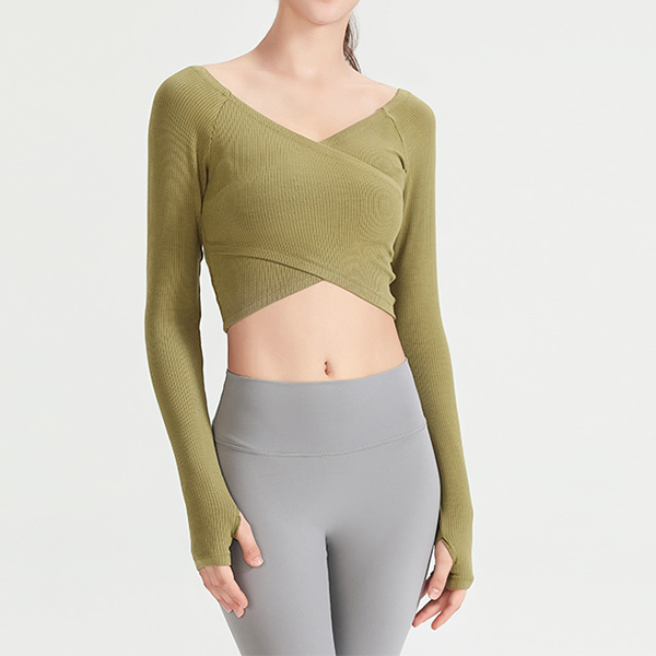 Rib neckline long cut and sew 2304