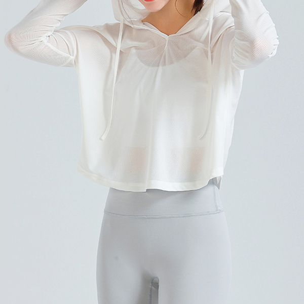 Open back hoodie blouse 2306